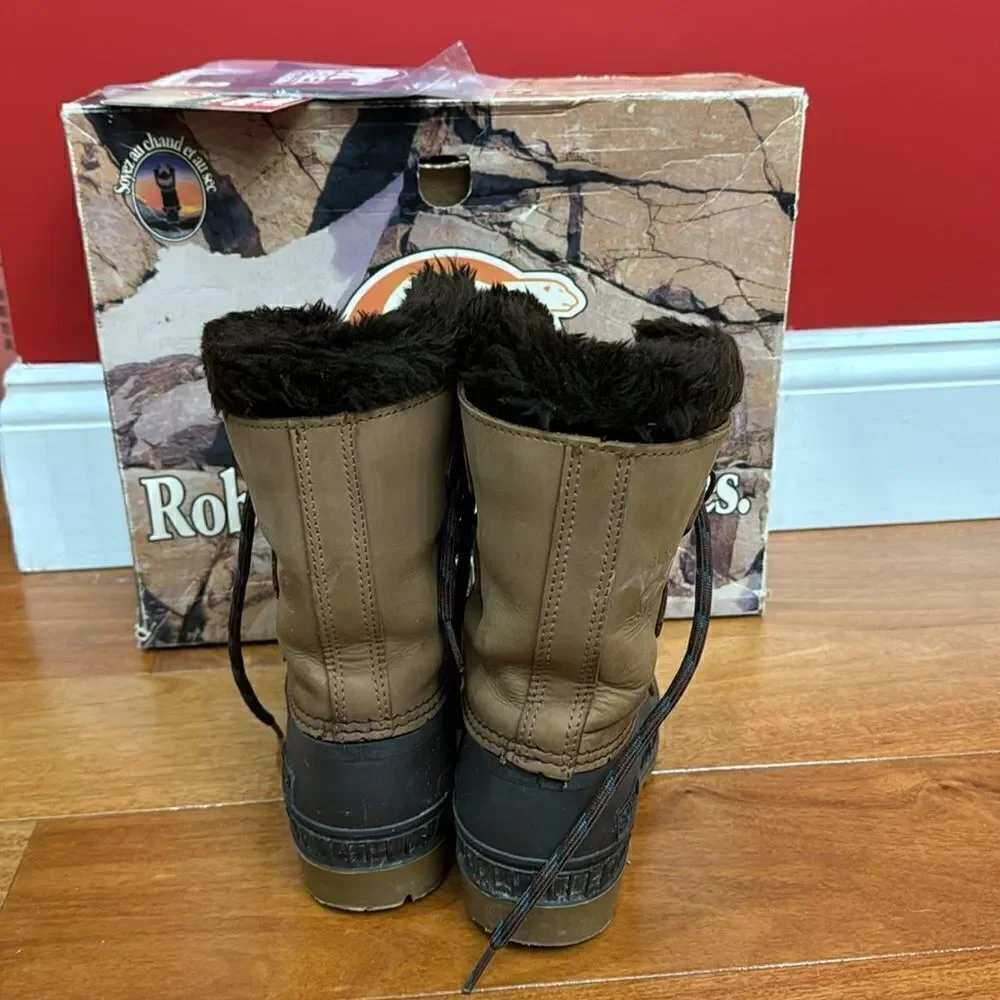 Sorel kids Badger Snow Boots Leather‎ Rubber Work Outdoors Fur removable size 1